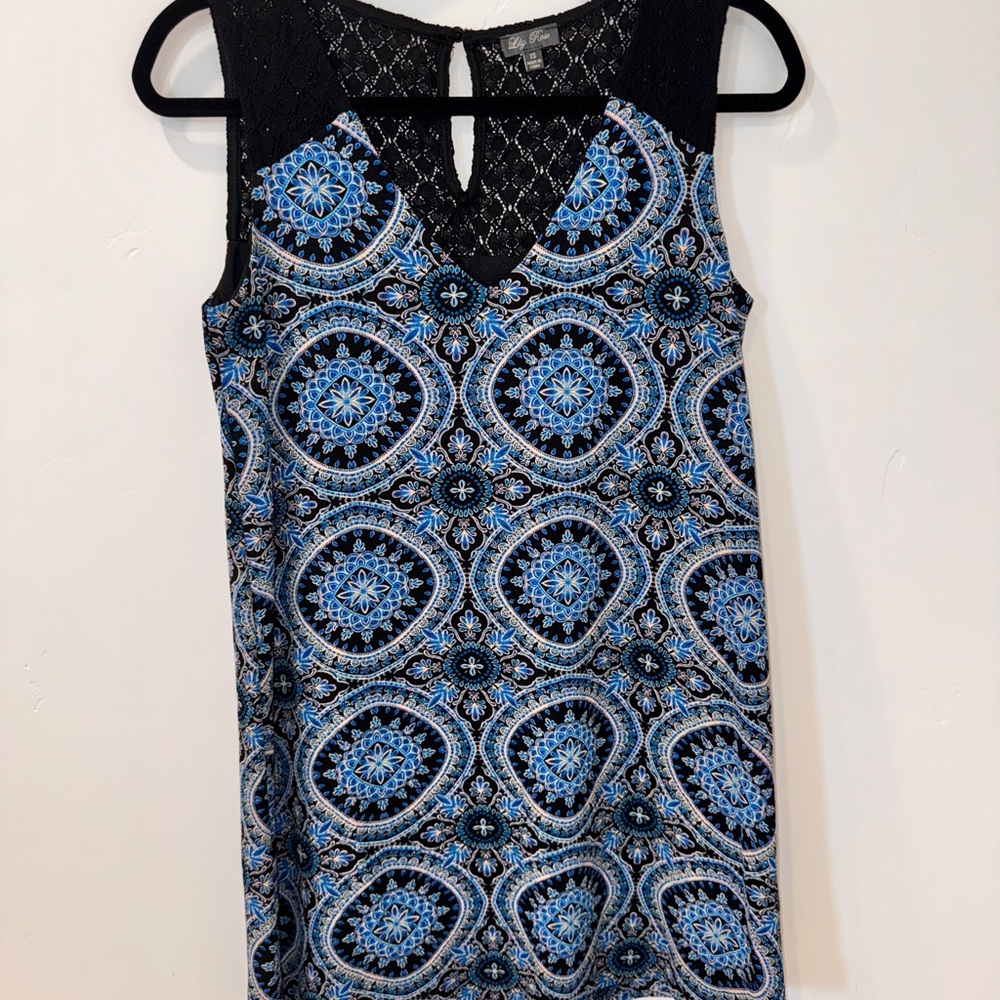 Blue and Black Patterned Women's dress